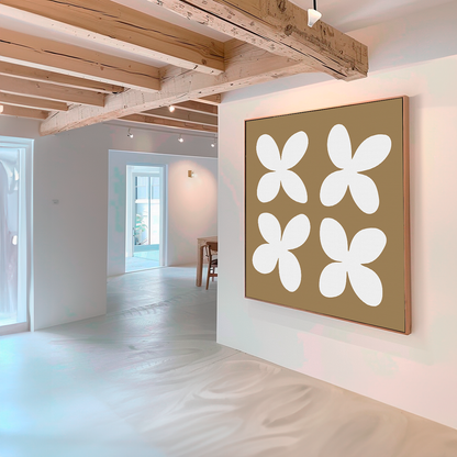 Minimalist Beige Floral Abstract Canvas Art for Modern Home Decor
