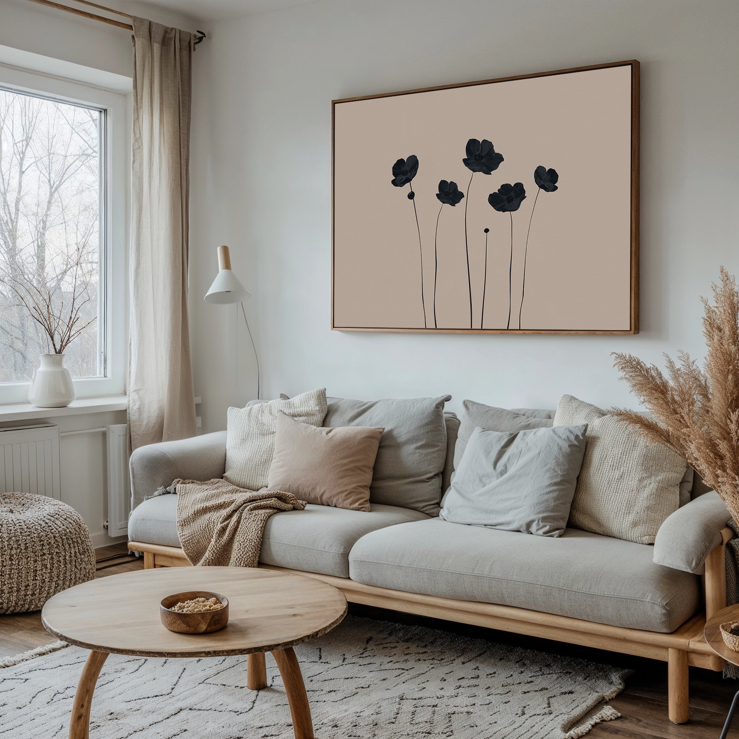 Elegant Black Floral Abstract Oil Painting for Modern Decor