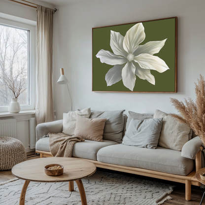Elegant White Flower Abstract Oil Painting for Modern Home Decor