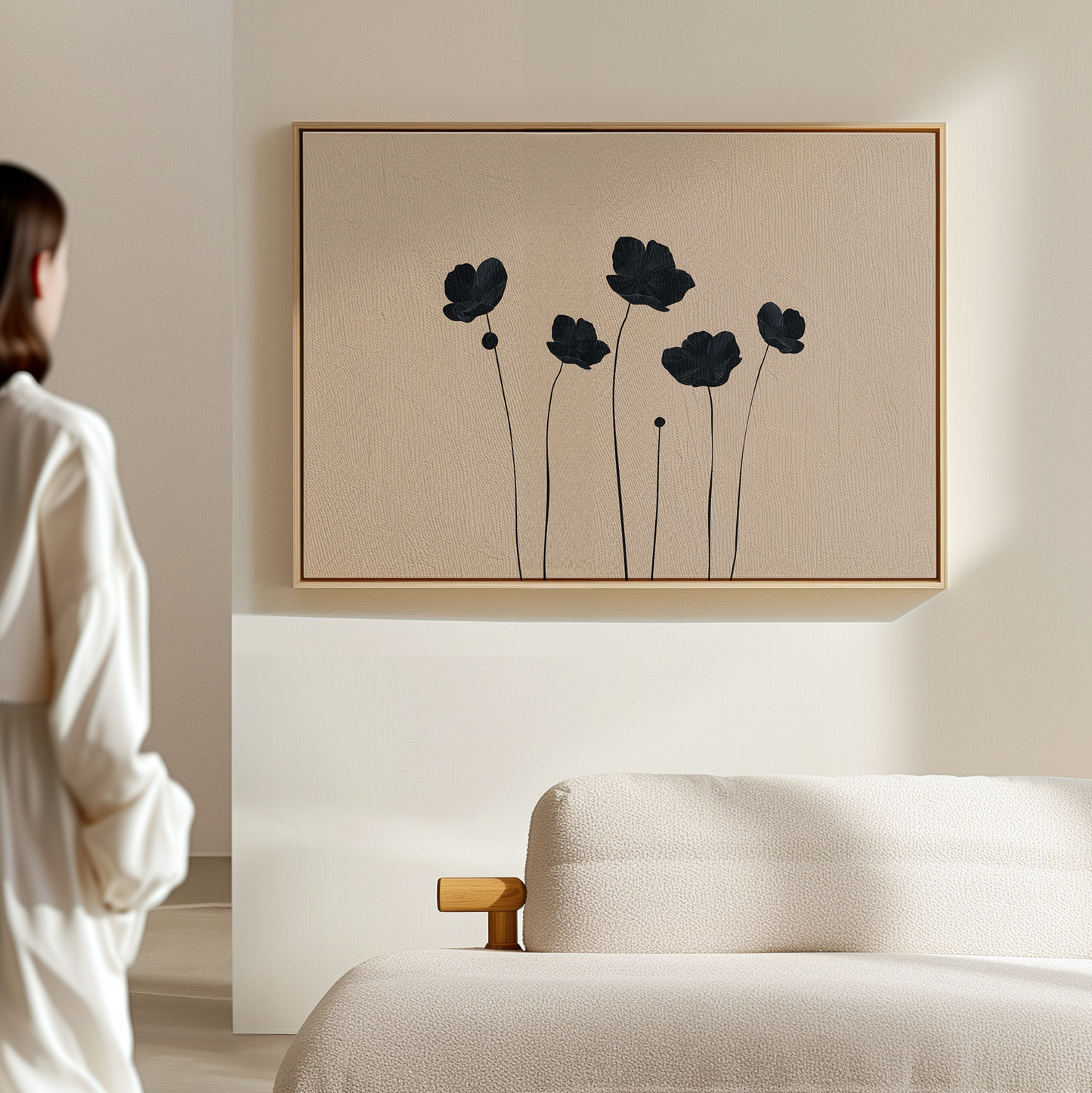 Elegant Black Floral Abstract Oil Painting for Modern Decor