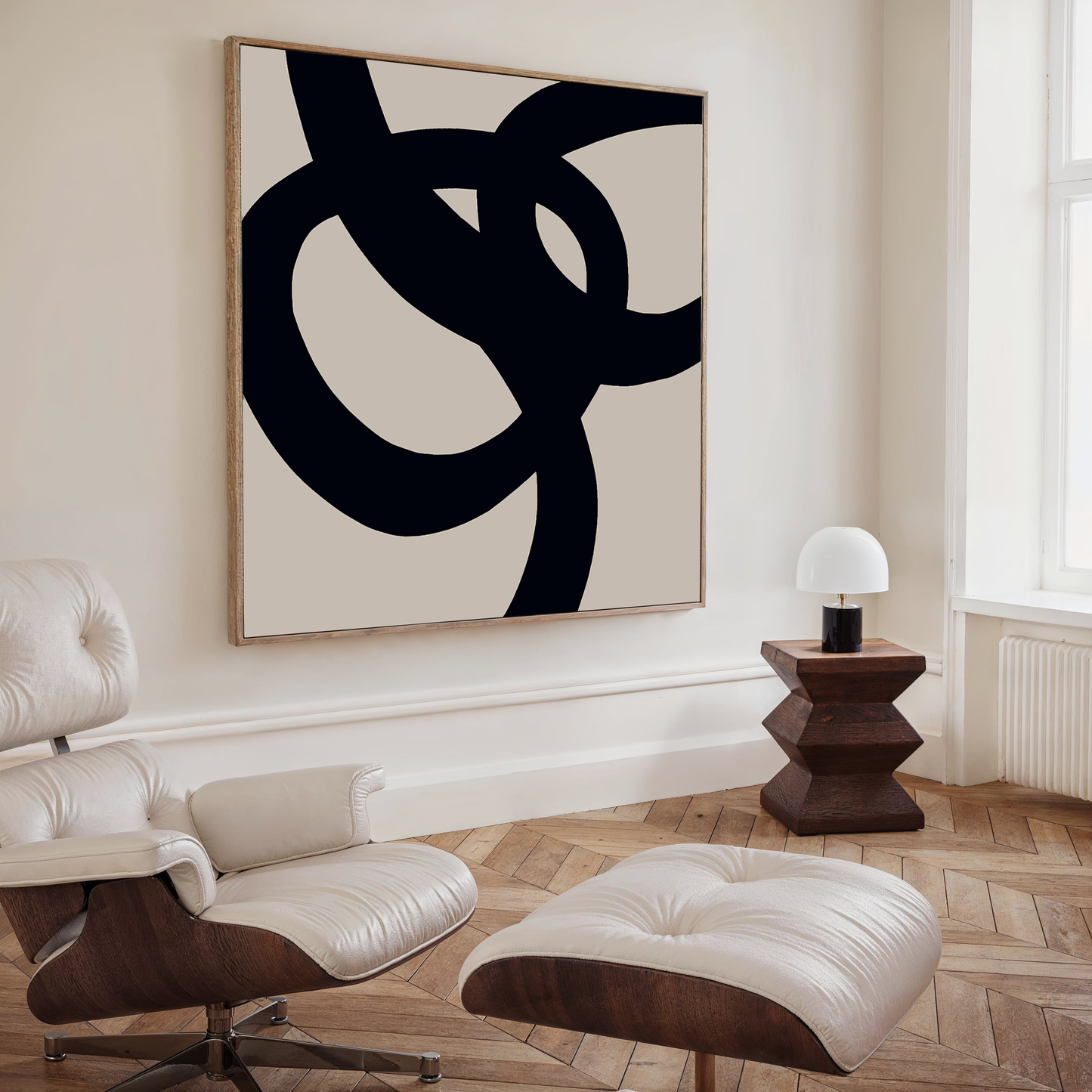 Modern Monochrome Abstract Oil Painting for Stylish Home Decor