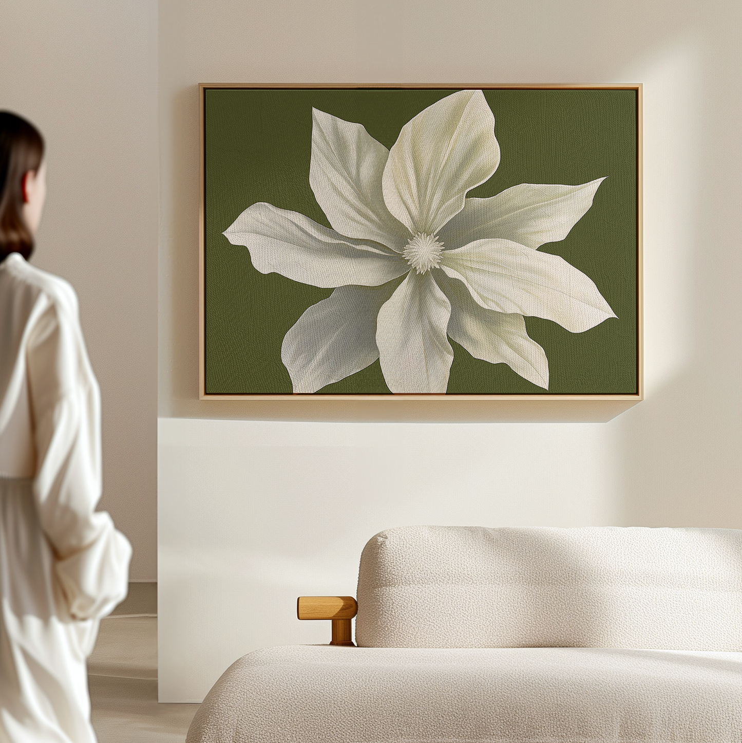 Elegant White Flower Abstract Oil Painting for Modern Home Decor
