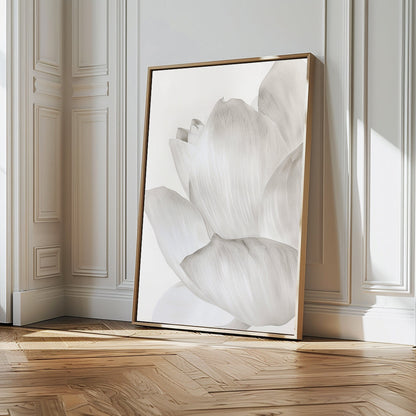 Elegant White Blossom Abstract Oil Painting for Minimalist Home Decor