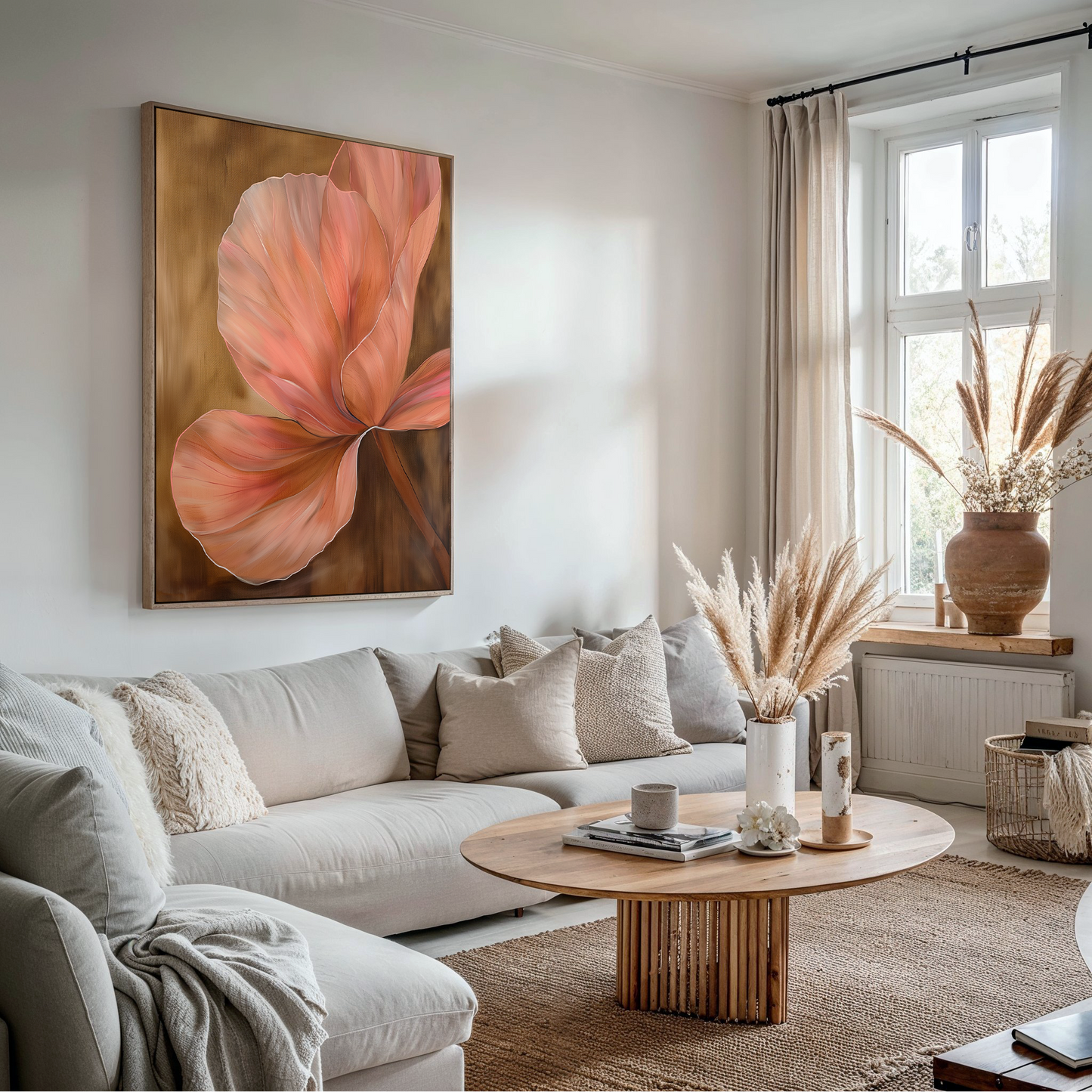 Elegant Blush Petals Floral Abstract Oil Painting for Modern Home Decor