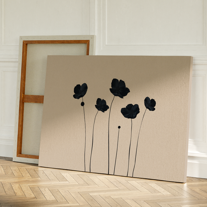 Elegant Black Floral Abstract Oil Painting for Modern Decor