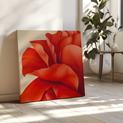 Vibrant Red Floral Abstract Oil Painting for Elegant Home Decor