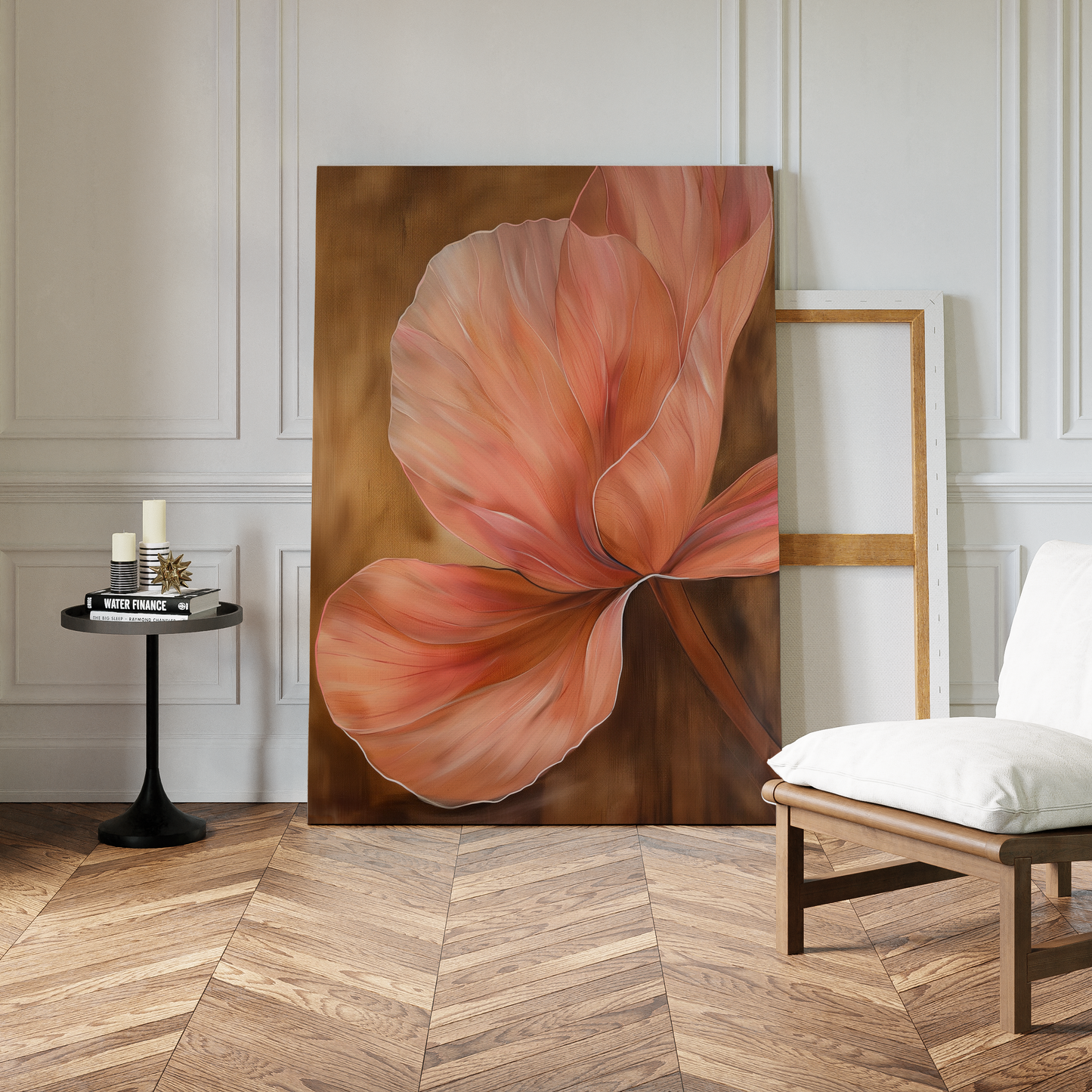 Elegant Blush Petals Floral Abstract Oil Painting for Modern Home Decor