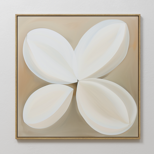 Serene White Clover Abstract Oil Painting for Modern Art Decor