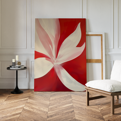 Vibrant Red Abstract Floral Oil Painting for Modern Home Decor