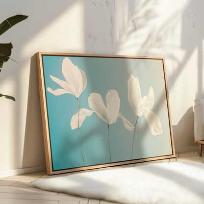 Elegant White Floral Abstract Oil Painting for Modern Home Decor