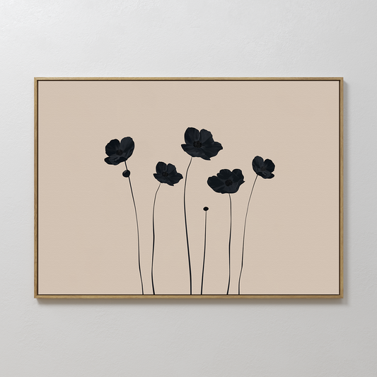 Elegant Black Floral Abstract Oil Painting for Modern Decor