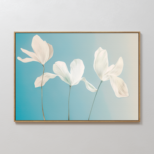 Elegant White Floral Abstract Oil Painting for Modern Home Decor