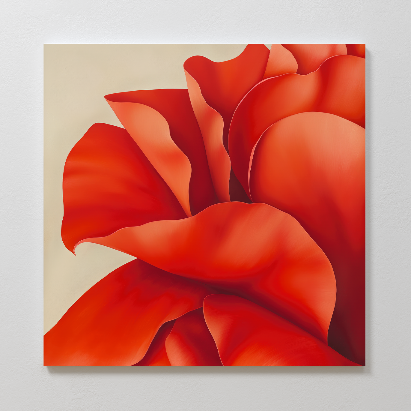 Vibrant Red Floral Abstract Oil Painting for Elegant Home Decor