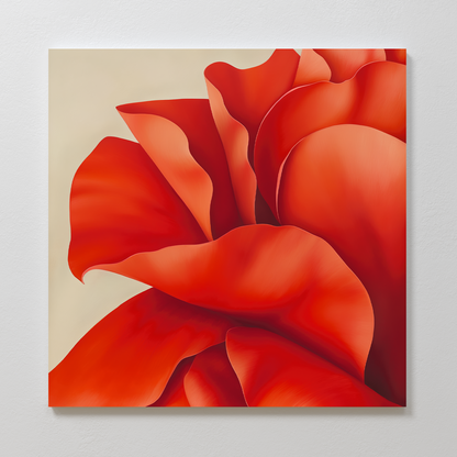 Vibrant Red Floral Abstract Oil Painting for Elegant Home Decor