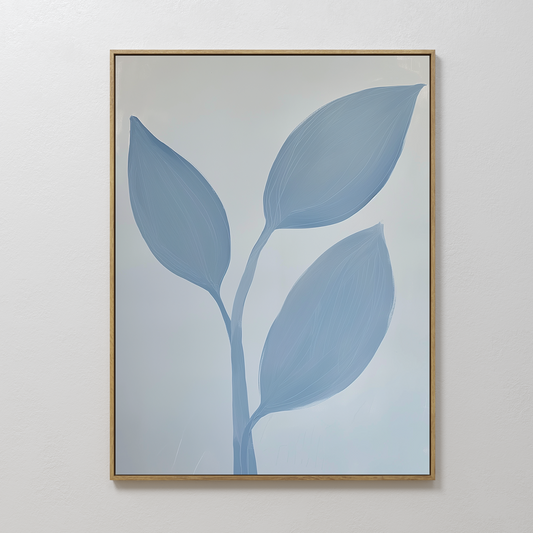 Tranquil Blue Leaves Abstract Oil Painting for Modern Home Decor