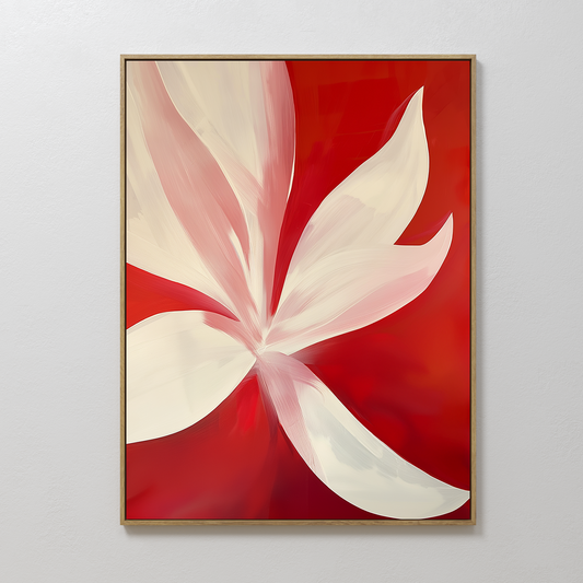 Vibrant Red Abstract Floral Oil Painting for Modern Home Decor