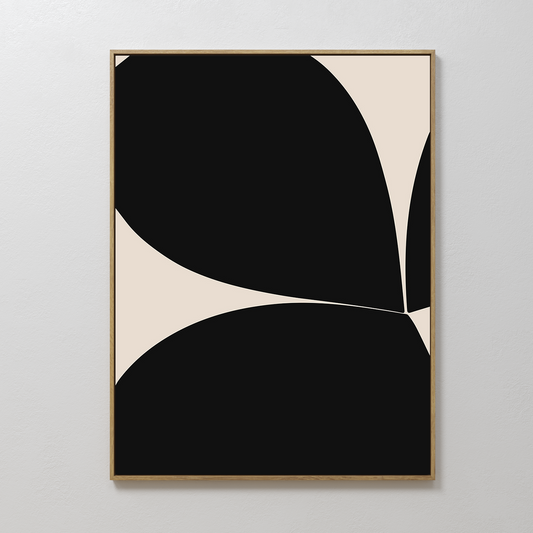 Stylish Black and Beige Botanical Abstract Oil Painting for Modern Home Decor