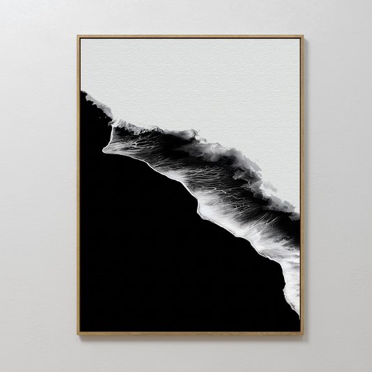 Stunning Black and White Ocean Abstract Oil Painting for Modern Home Decor