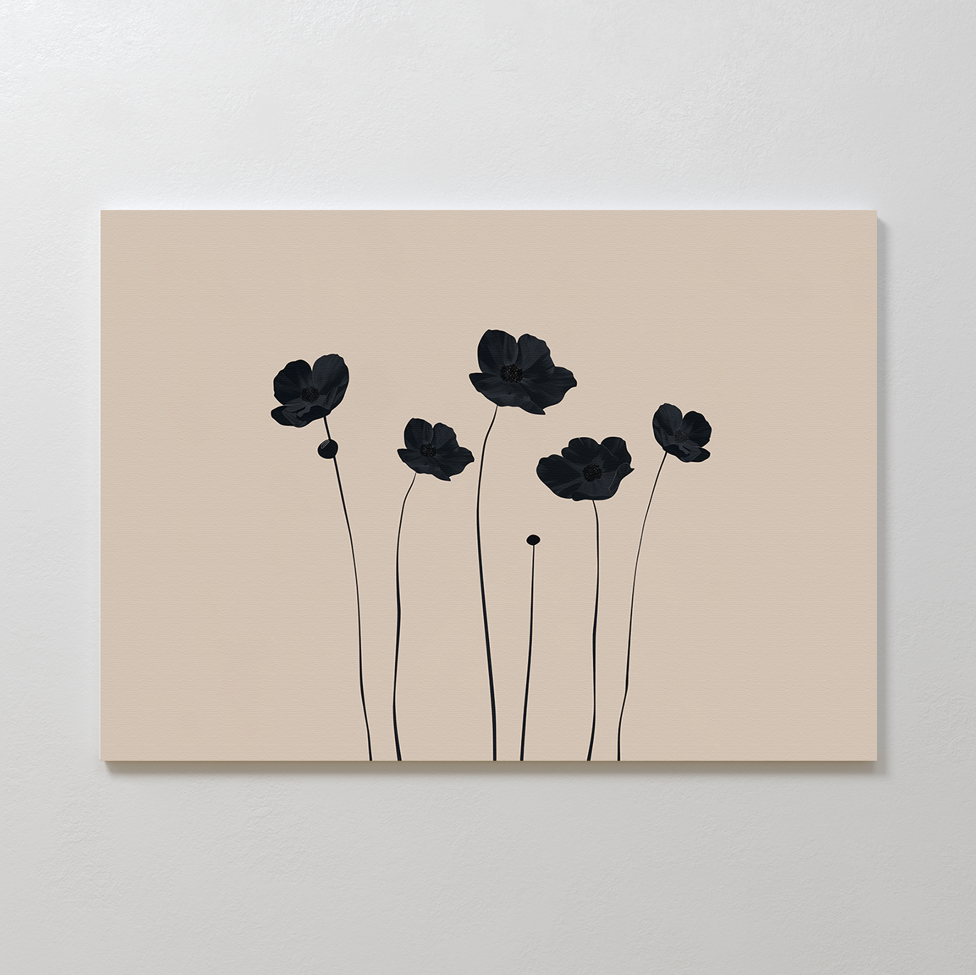Elegant Black Floral Abstract Oil Painting for Modern Decor
