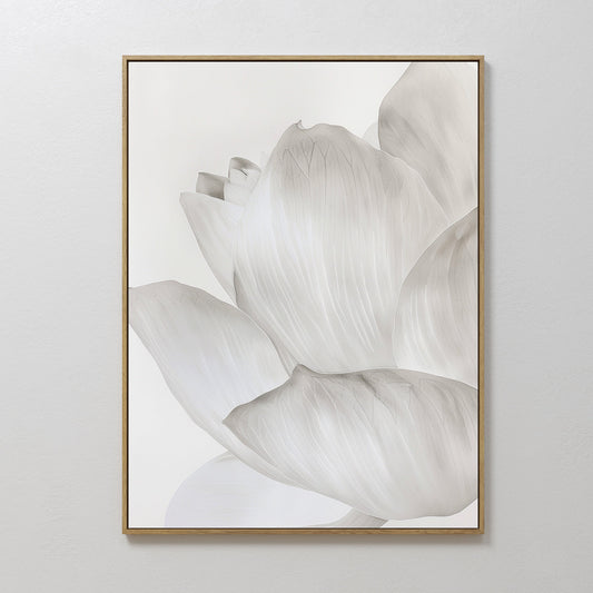 Elegant White Blossom Abstract Oil Painting for Minimalist Home Decor