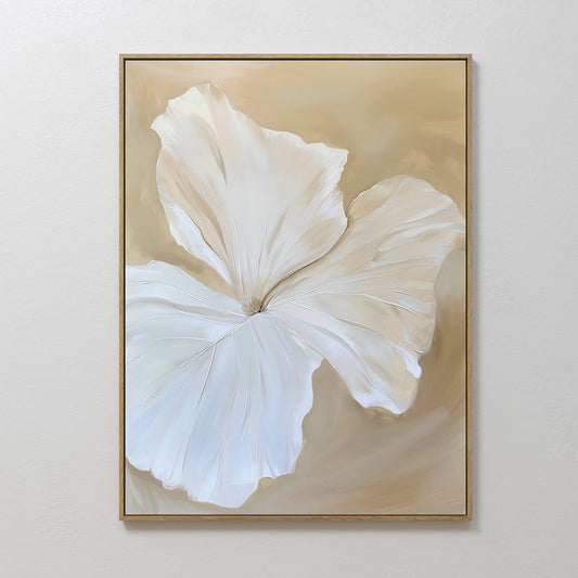 Elegant White Floral Abstract Oil Painting for Modern Home Decor