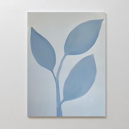 Tranquil Blue Leaves Abstract Oil Painting for Modern Home Decor