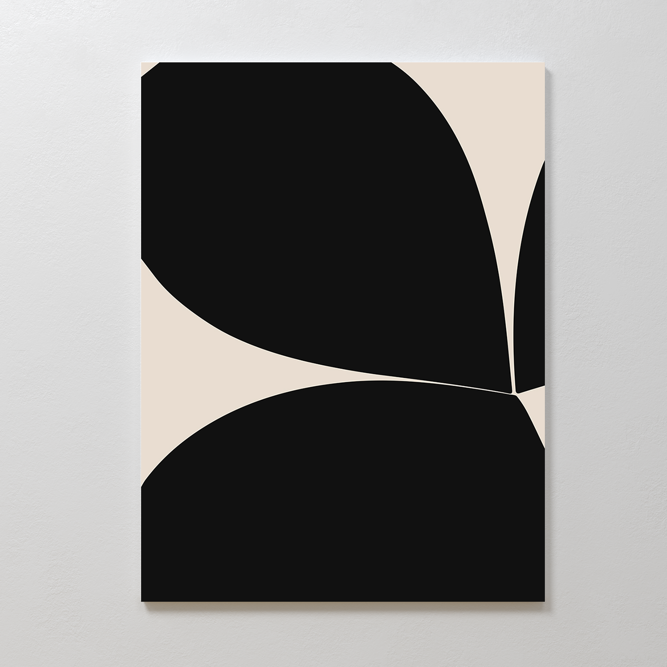 Stylish Black and Beige Botanical Abstract Oil Painting for Modern Home Decor