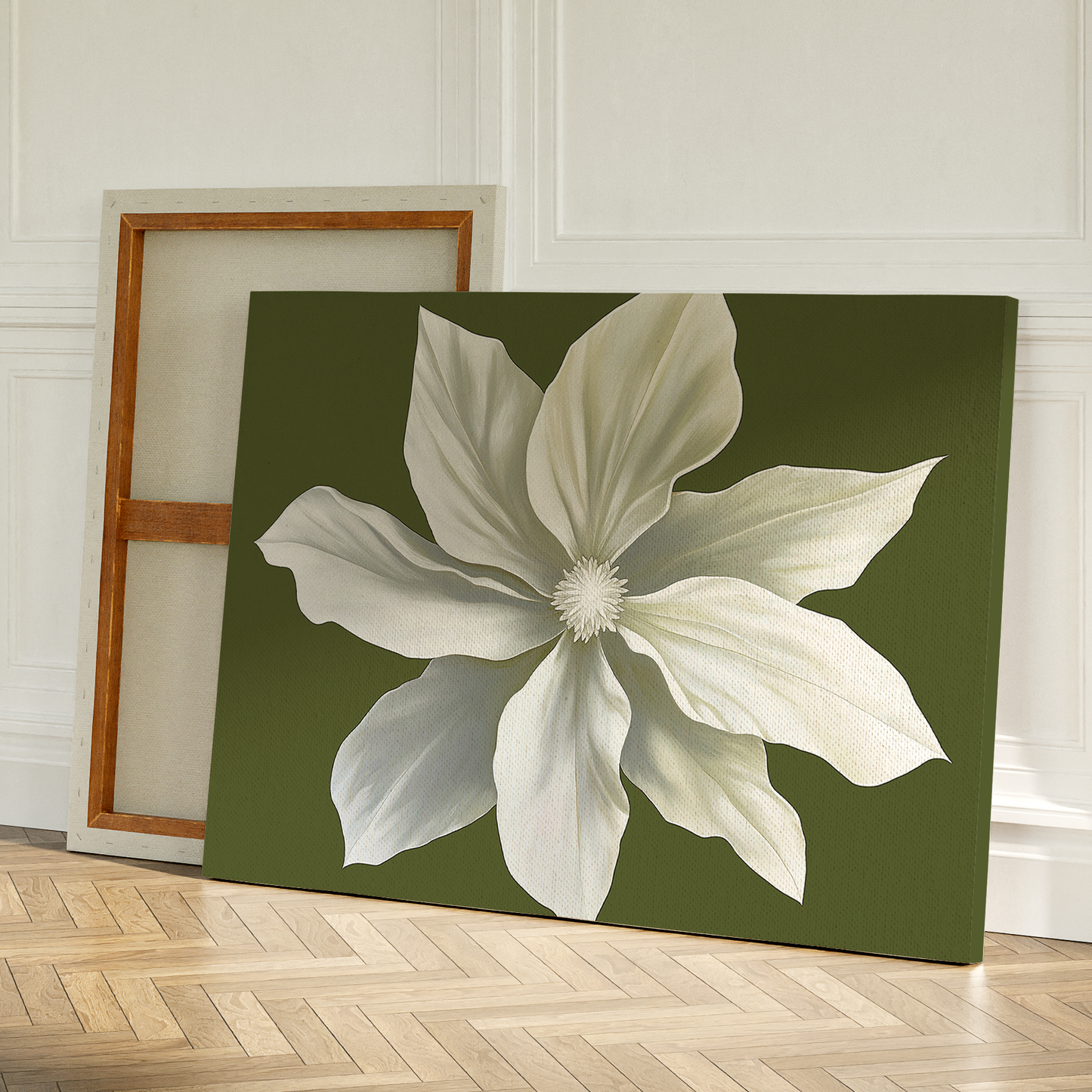 Elegant White Flower Abstract Oil Painting for Modern Home Decor