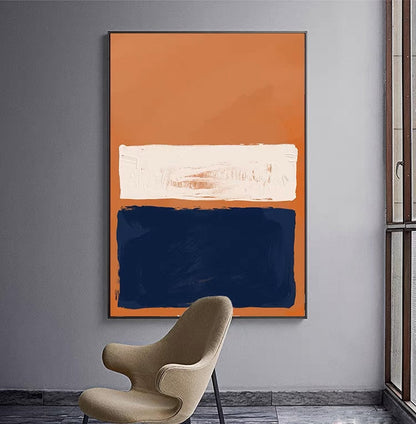 Abstract Oil Painting Duo in Navy and Warm Tones for Modern Home Decor