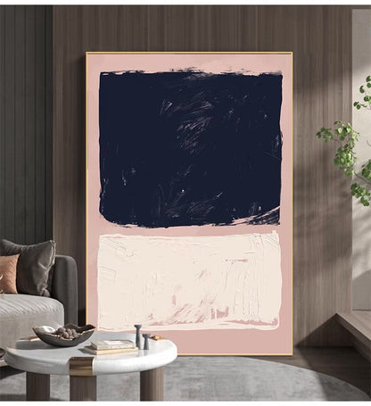 Abstract Oil Painting Duo in Navy and Warm Tones for Modern Home Decor