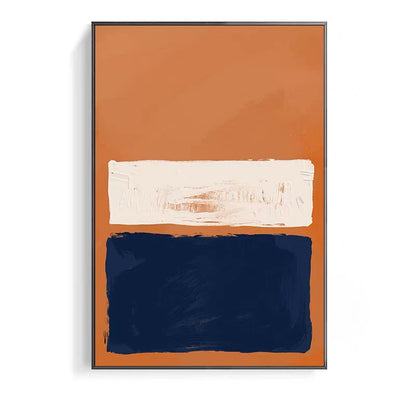 Abstract Oil Painting Duo in Navy and Warm Tones for Modern Home Decor