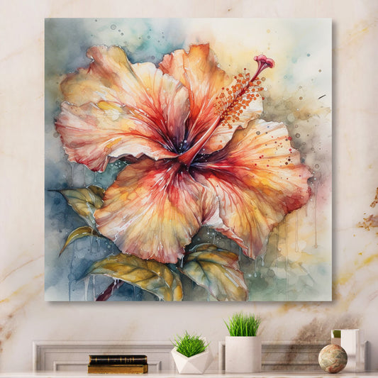 Hibiscus Bliss - Vibrant Flower Oil Painting for Home Decor