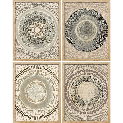 Rustic Beige Abstract Geometric Circle Wall Art Set for Elegant Home Decor