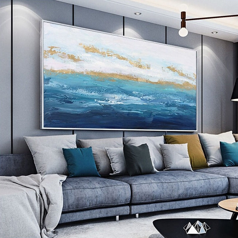 Serene Ocean Waves Oil Painting for Tranquil Home Decor