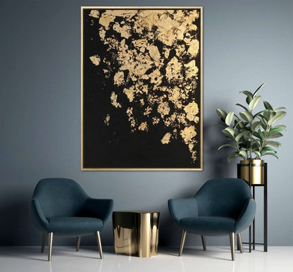 Golden Abstract Elegance: Enhance Your Space with Modern Oil Art
