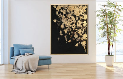 Golden Abstract Elegance: Enhance Your Space with Modern Oil Art