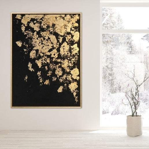 Golden Abstract Elegance: Enhance Your Space with Modern Oil Art