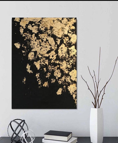 Golden Abstract Elegance: Enhance Your Space with Modern Oil Art