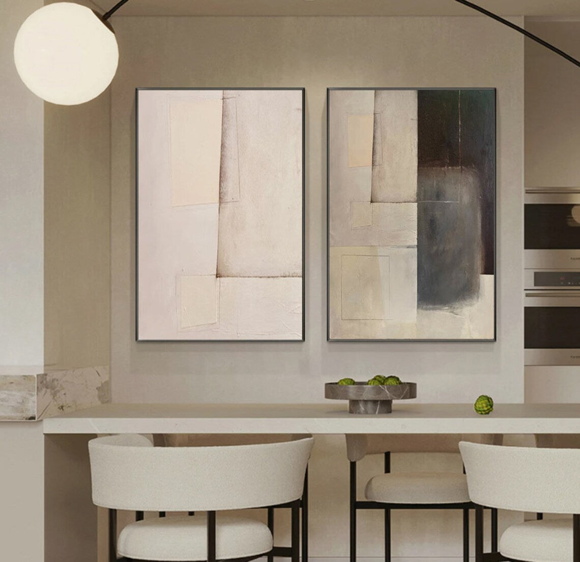 Contemporary Abstract Diptych Art for Modern Home Decor