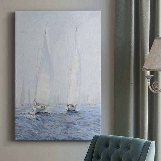 Coastal Serenity: Sailing Boats in Gentle Waters Oil Painting Print