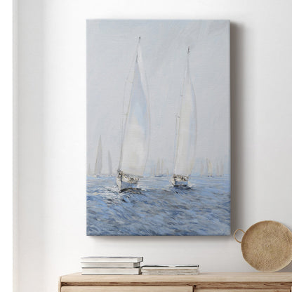 Coastal Serenity: Sailing Boats in Gentle Waters Oil Painting Print