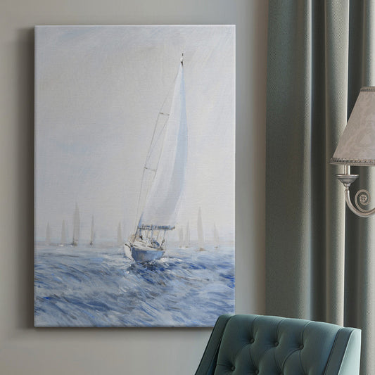 Elegant Sailing Upwind Oil Painting for Coastal Home Decor