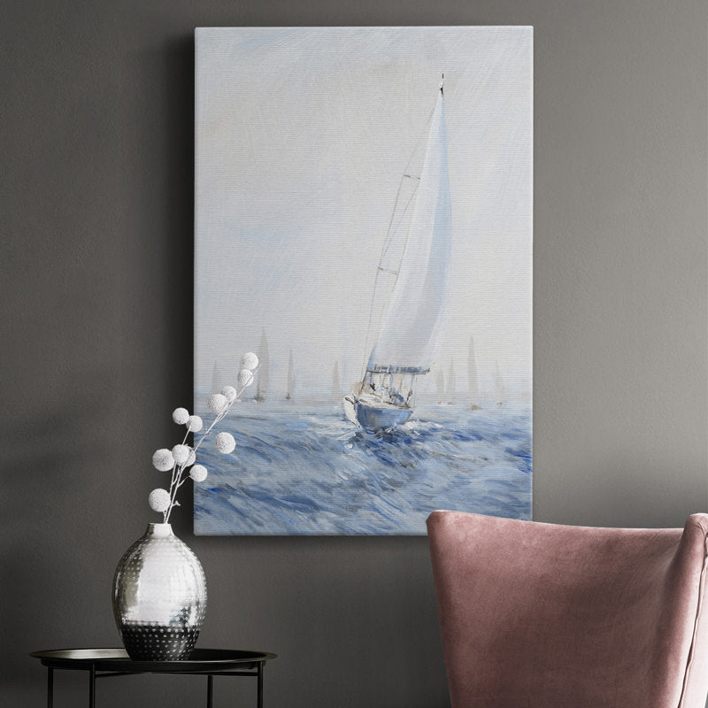 Elegant Sailing Upwind Oil Painting for Coastal Home Decor