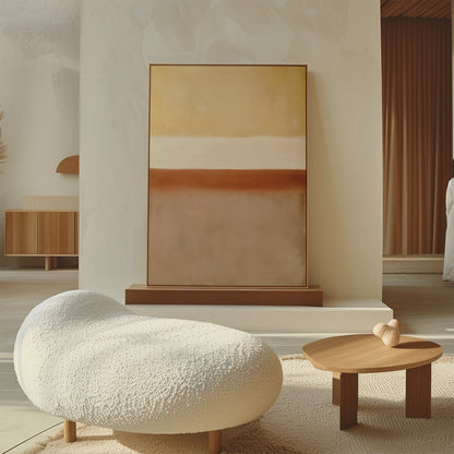 Serene Sand Gradient Abstract Oil Painting for Modern Home Decor