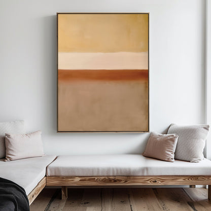 Serene Sand Gradient Abstract Oil Painting for Modern Home Decor