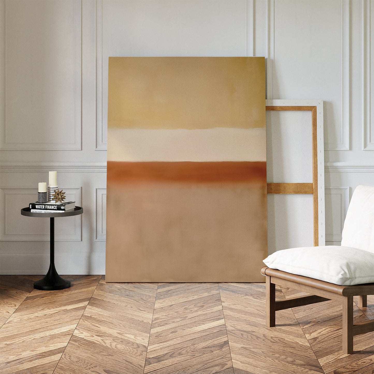 Serene Sand Gradient Abstract Oil Painting for Modern Home Decor
