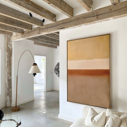 Serene Sand Gradient Abstract Oil Painting for Modern Home Decor