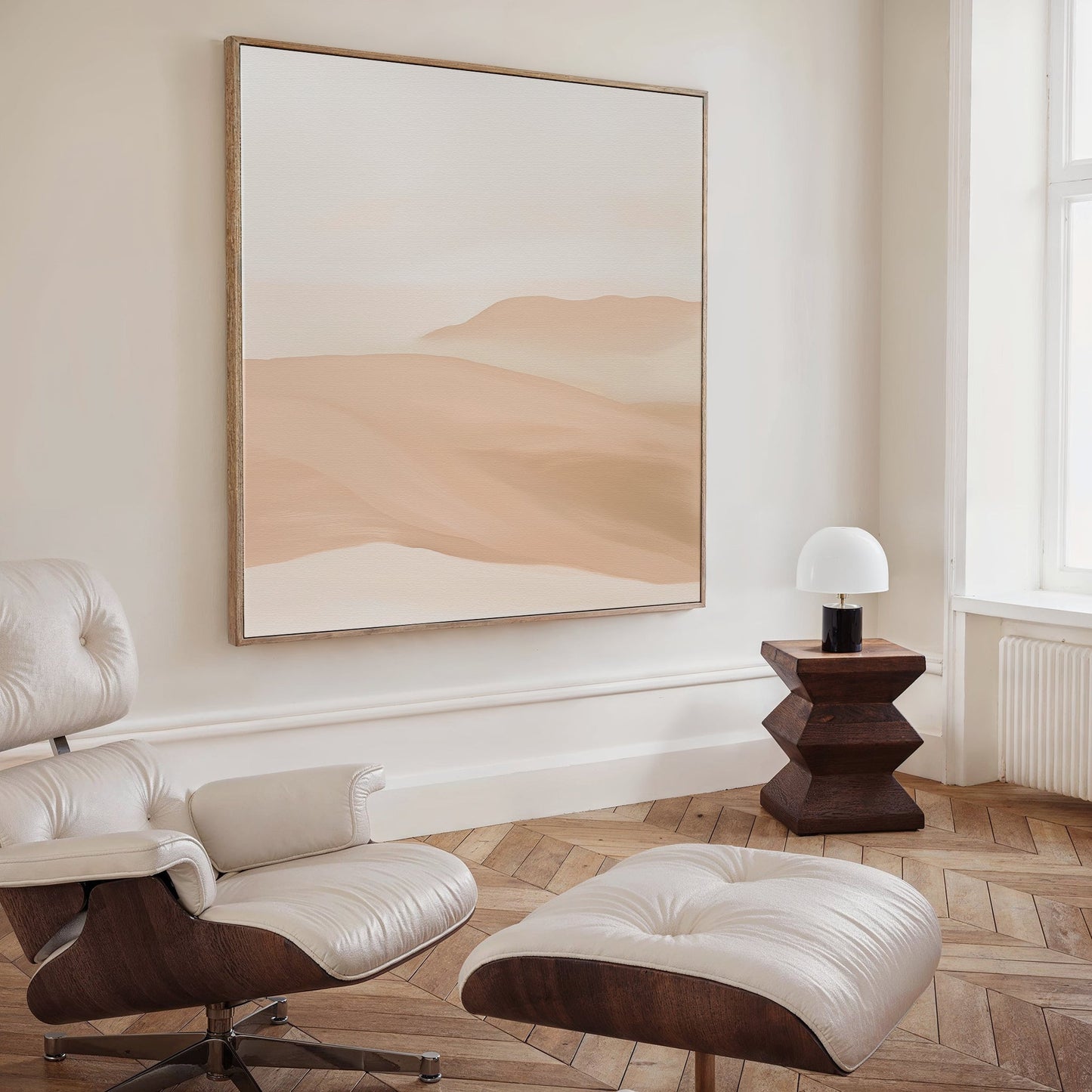 Serene Sandy Horizon Abstract Oil Painting for Modern Home Decor