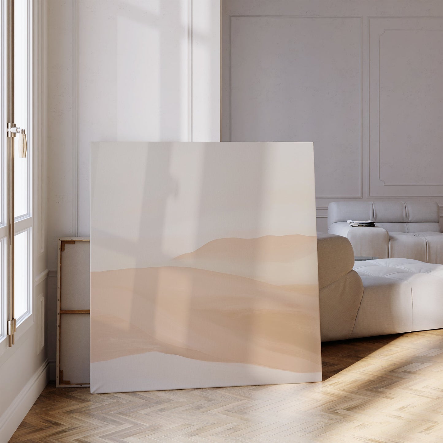 Serene Sandy Horizon Abstract Oil Painting for Modern Home Decor
