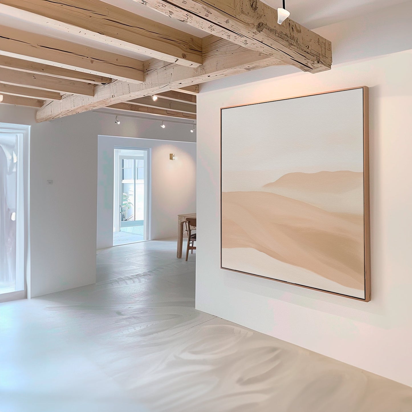 Serene Sandy Horizon Abstract Oil Painting for Modern Home Decor